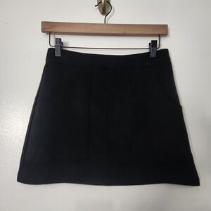 Honey Punch Small Black Faux Suede Mini Skirt with Pockets Festival Boho S